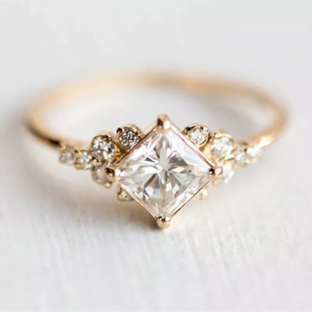 Pretty Yellow Gold Plated RingWomen Cubic Zirconia - Picture 3 of 5